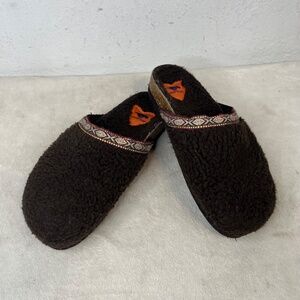 Rocket Dog Women’s SZ 8 M Slip One, Brown Fuzzy Sherpa Brown , Cork Heel